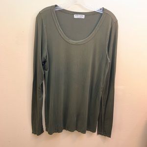 Michael Stara Long Sleeve Olive Green Top OS